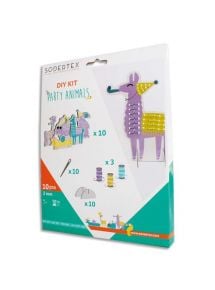 Kit Party Animals : 10 cartes à broder avec socle