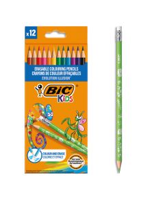 Crayon de couleur effaçable Kids Evolution Illusion, pochette de 12