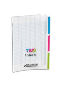 Cahier polypro 3 en 1, 24x32cm, 96p, grands carreaux, 90g