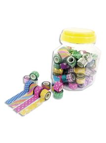 Bonbonnière de 100 mini rubans adhésifs glitter, format 11,6mmx1m, assortiment