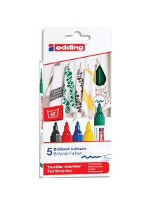 Feutre pour tissu Edding, pochette de 5, couleurs assorties