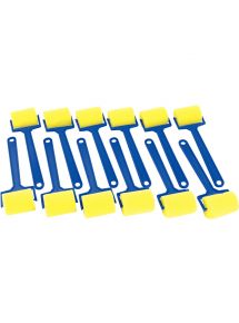 Paquet de 12 rouleaux à peindre en mousse 45 mm avec manche en plastique