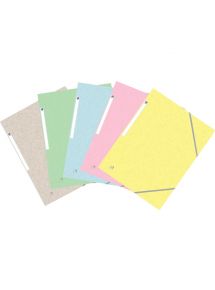 Chemise 3 rabats à élastique en carte lustrée Top File, format A4, assortis pastel, lot de 5