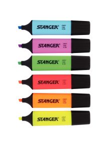 Surligneur universel pointe biseautée 1 à 4 mm , pochette de 6 assortis