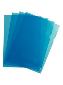 Pochette-coin en PVC lisse 13/100e transparent, format 22x31cm, boîte de 100, bleu