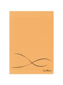 Cahier piqûre 48 pages , 24x32 cm, seyès, couverture polypropylène orange