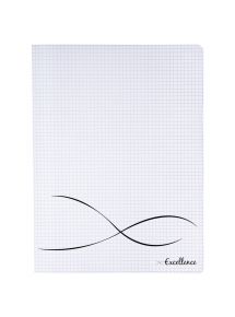 Cahier piqûre 96 pages , 24x32 cm, petits carreaux, couverture polypropylène incolore