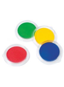 Lot de 12 encreurs, diamètre 9 cm. 4 couleurs assorties : bleu, vert, jaune et rouge