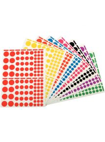 Gommettes rondes repositionnables, tailles et couleurs assorties, sachet de 18 planches