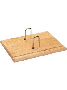 Socle en bois verni 2 anneaux métal