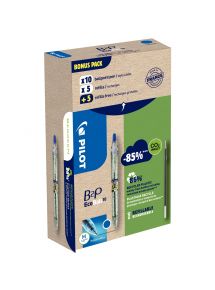 Greenpack de 10 stylos + 10 recharges Ecoball bleues