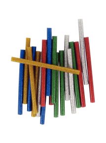 Bâton de colle pailletée pour pistolet 10cm, diam. 7mm, sachet de 25 couleurs assorties