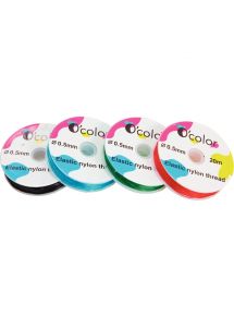 Fil nylon élastique de couleurs, 4 bobines de 20m, diamètre 0,5mm