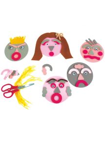 Kit autoportrait pour réaliser 30 portraits : visage, nez, bouches, chenilles, feutrines