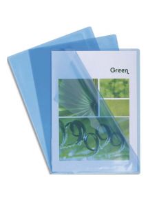 Pochette-coin en PVC lisse 13/100e transparent, format 22x31cm, boîte de 100, bleu