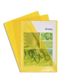Pochette-coin en PVC lisse 13/100e transparent, format 22x31cm, boîte de 100, jaune