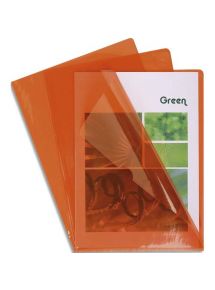 Pochette-coin en PVC lisse 13/100e transparent, format 22x31cm, boîte de 100, orange