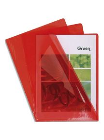 Pochette-coin en PVC lisse 13/100e transparent, format 22x31cm, boîte de 100, rouge