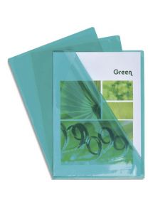 Pochette-coin en PVC lisse 13/100e transparent, format 22x31cm, boîte de 100, vert