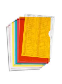 Pochette-coin en PVC lisse 13/100e transparent, format 22x31cm, boîte de 100, assortis