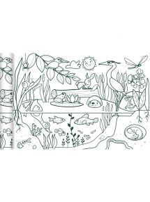 Rouleau fresque à colorier l'écosystème