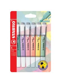 Surligneur Swing Cool pointe biseautée pochette de 6 coloris assortis pastel