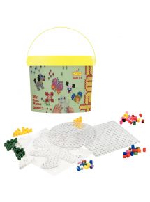 Baril environ 3 000 perles Hama à repasser taille maxi couleurs assorties avec accessoires