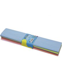 Paquet de 10 feuilles crépon ordinaires 200x50cm coloris pastels assortis