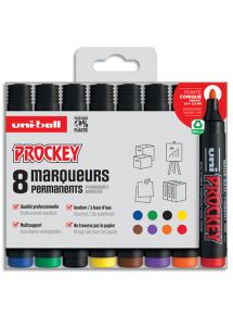 Marqueur permanent Prockey pointe ogive étui de 8 couleurs assorties