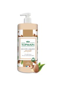 Savon liquide doux aux huiles essentielles pour mains et corps parfum Amandes, flacon pompe 500ml