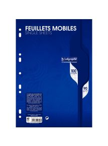 Feuillets mobiles perforés 21x29,7cm, grands carreaux, 90g, paquet de 50