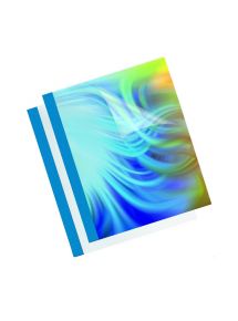 Boîte de 100 chemises pré encollées 5x3mm luxe bleu pour thermorelieur