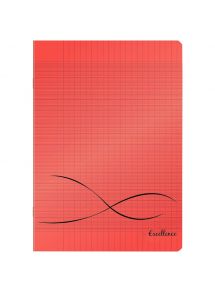 Cahier piqûre 96 pages , 17x22 cm, papier blanc 90g, seyès, couverture polypropylène rouge