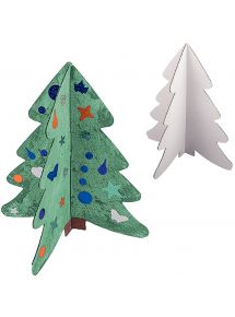Lot de 10 sapins en carton blanc, hauteur 24 cm