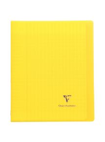 Cahier piqûre 96 pages Koverbook, 17x22 cm, seyès 90g, couverture polypropylène jaune