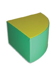 Pouf en mousse forme triangulaire 60x60x40 cm, vert/ jaune