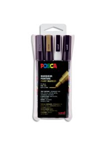 Boîte de 4 marqueurs Posca écriture 0,9mm couleurs assorties