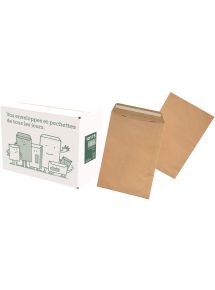 Boite de 250 pochettes kraft 260x330mm 90g bande siliconée