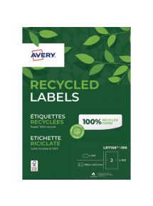 Etiquettes adhésives blanches 100% recyclée 199,6x143,5mm, boîte de 200