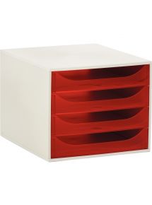 Module 4 tiroirs ECOBOX gris/framboise
