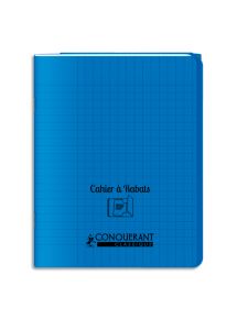 Cahier polypro avec rabat 17x22cm, 48p, grands carreaux, bleu