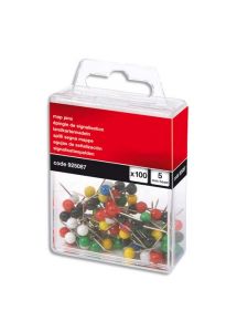 Epingle tête ronde Ø5mm plastique, pointe acier, coloris assortis opaques, boîte de 25