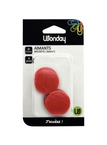 Aimant rond, diamètre 25 mm, boîte de 5 couleur rouge