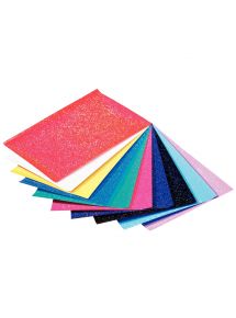 Pochette de 10 feuilles de papier pailleté 23 x 33 cm, 70g  10 coloris assortis