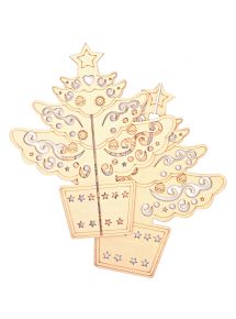 Lot de 10 sapins de Noël 3D en bois, 2 modèles assortis
