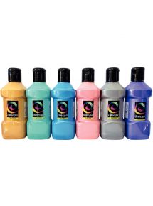Lot de 6 flacons de 250ml de peinture vinylique plastifiante, couleurs nacrées assorties