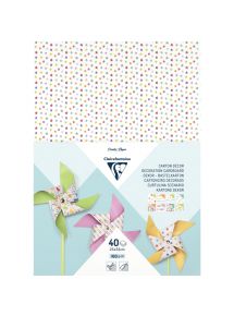 Carton décor 150g, format 25x35cm, paquet de 40 feuilles couleurs assorties