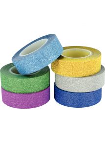 Lot de 6 rubans adhésifs pailletés motifs unis