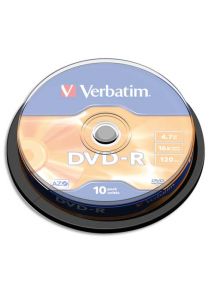 Pack de 10 DVD-R, boîtier slim 16 x