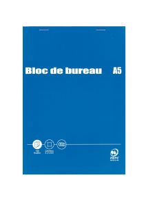 Bloc de bureau 100 feuilles, format A5, petits carreaux, papier 60g